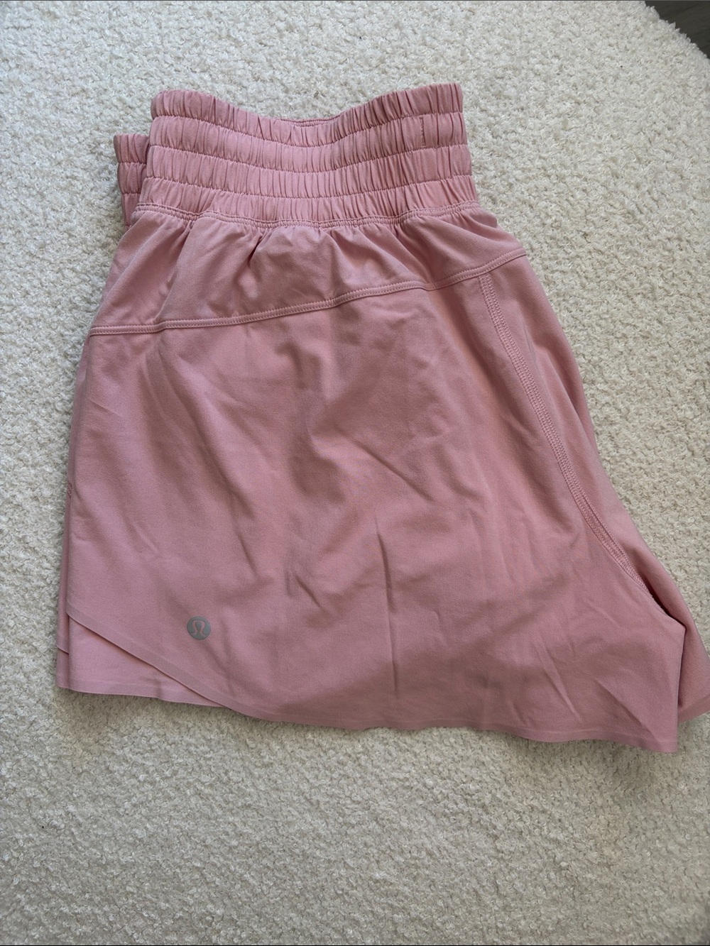lululemon athletica Shake it Out High Rise Running shorts in Blush Pink